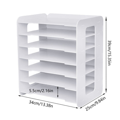 7-Layer File Organizer with PVC Material, Easy Assembly, Space-Saving Storage for Desk, Ideal for Home, Office, and School Use