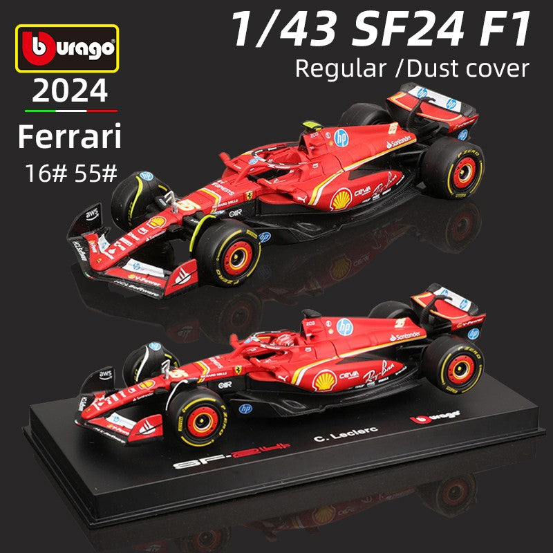 Bburago 1:43 Ferrari SF24 F1 Modelo de Carro 2024 Temporada 16# Leclerc 55# Sainz Veículo de Luxo em Liga de Metal Fundido Fórmula de Corrida Brinquedo Presente