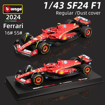 Bburago 1:43 Ferrari SF24 F1 Modelo de Carro 2024 Temporada 16# Leclerc 55# Sainz Veículo de Luxo em Liga de Metal Fundido Fórmula de Corrida Brinquedo Presente