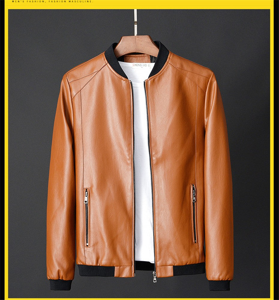 Men's Leather Jacket Bomber Motorcycle Jacket Men Fashion Causal Solid Moto Biker PU Baseball Leather Outerwear Plus Size 7Xl