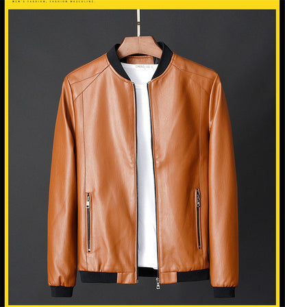 Men's Leather Jacket Bomber Motorcycle Jacket Men Fashion Causal Solid Moto Biker PU Baseball Leather Outerwear Plus Size 7Xl