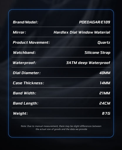 POEDAGAR Luxury Top Man Watch Electronic Square LED Alarm Chronograph Men's Watches Week Date Dual Time Display Men Quartz Clock