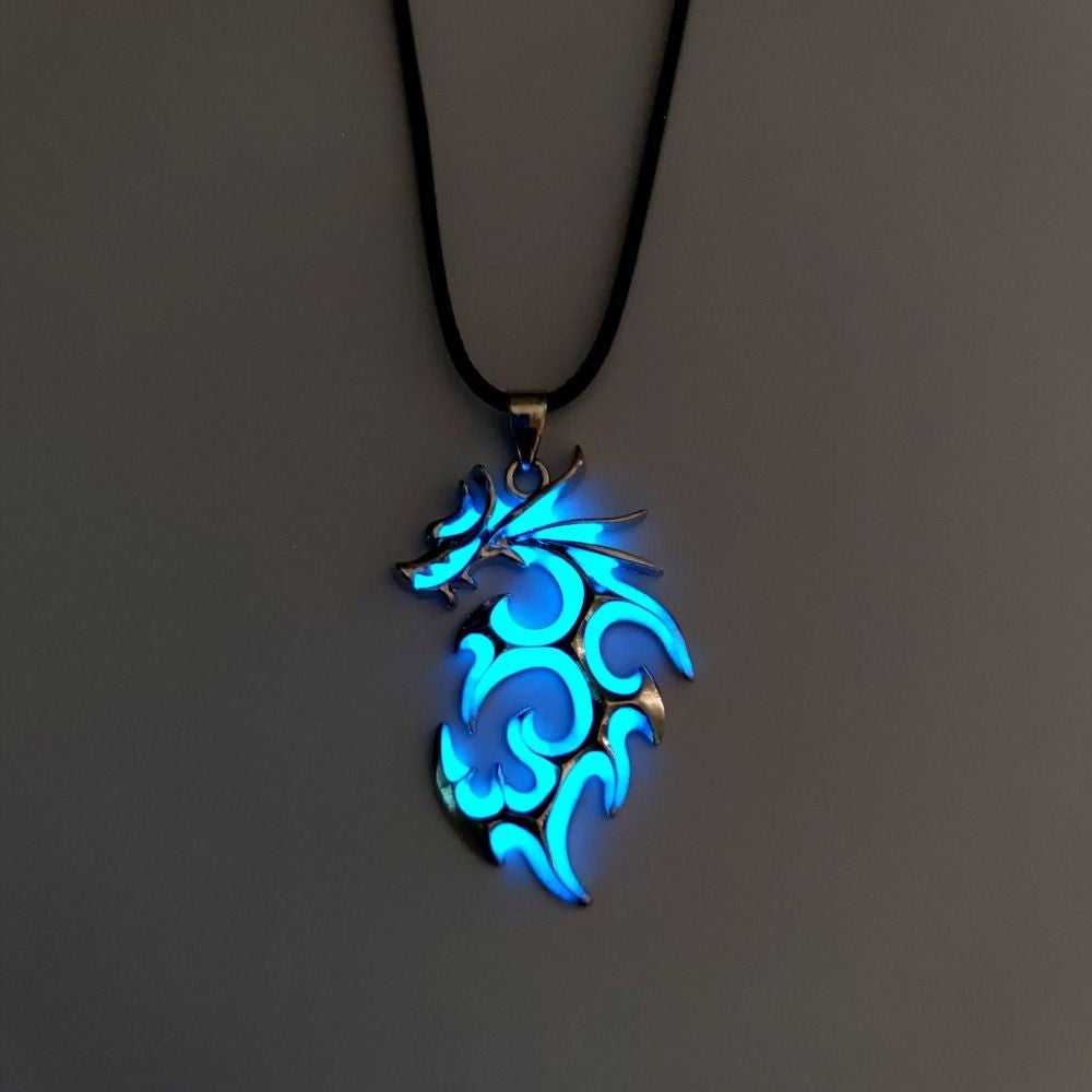 Colar Pingente Dragão Que Brilha No Escuro Amuleto Dragão Luminoso De Pedra Da Lua Presente De Colar Que Brilha No Escuro Vintage Punk Para Homens E Meninos