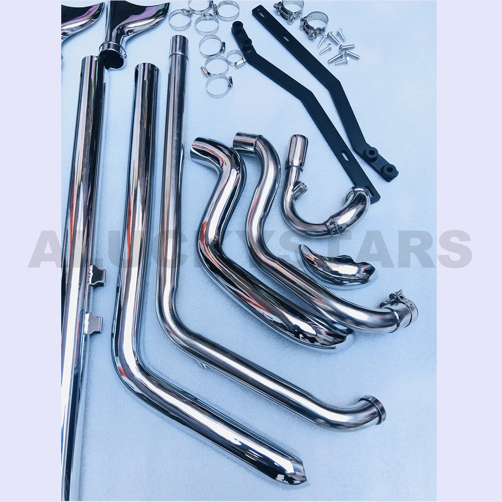 Black Chrome Dual Exhaust System Muffler For Harley Softail Heritage Classic Fat Boy Deluxe Slim Cross Bones 1997-2017
