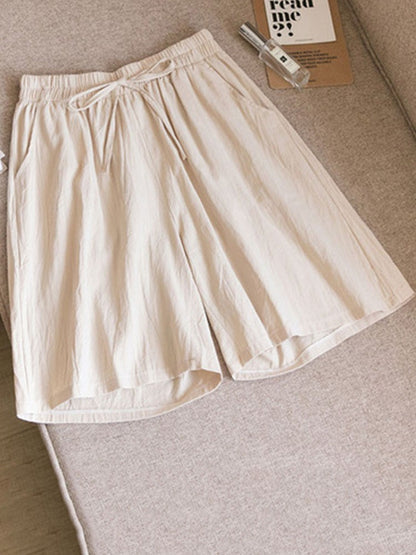 Women shorts Summer Casual Solid Cotton Linen shorts high waist loose shorts for girls Soft Cool female shorts M-3XL