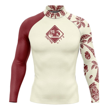 New Men's Long Sleeve Surfing Life Shirt Beach Sun Screen Surf Sweatshirt Rashguard UV Protection Swimwear UPF Gym Clothes