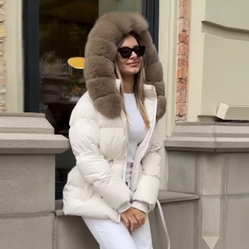 Fashion Fur Patchwork Short Warm Coat Women Lapel Lace Up Long Sleeve Coats Female 2025 Autumn Winter Lady Outwears New