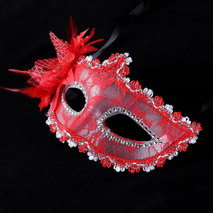 Eye Mask Side Flower Masquerade Mask Half Face Feather Mardi Gras Mask Sexy Lace Eye Mask Venetian Party