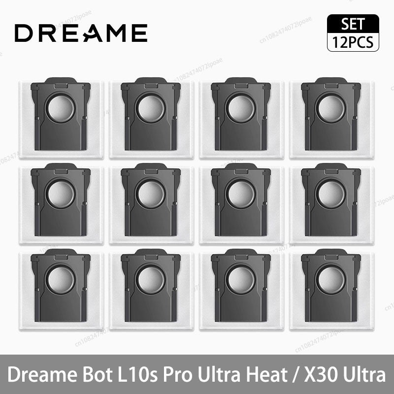 Acessórios para Robô Aspirador Dreame L10s Pro Ultra Heat / X30 Ultra: Escova Principal, Escova Lateral, Pano de Limpeza, Filtro Hepa, Saco de Pó, Peças de Reposição