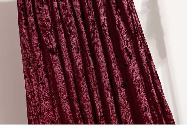 Plus Size Plus Size Women's Velvet Pleated A- Line Midi Skirt Autumn Winter Slimming Half-length Versatile Fashionable Commut...