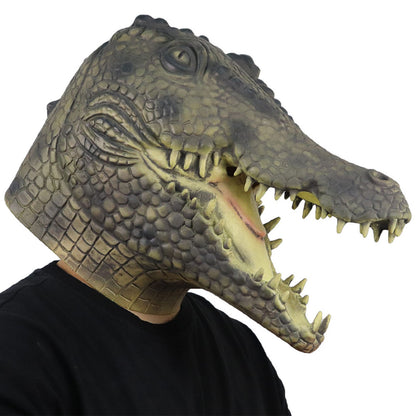 Adults Halloween Crocodile Head Mask Funny Giant Crocodile Face Covering Creative Masquerade Costume Head Facewear Cosplay Party