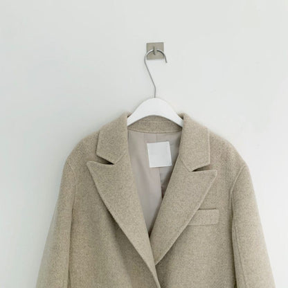 Retro Chic Autumn Winter Woolen Coat One Button Long Sve Suit Collar Waist Cinched Side Slit Warm Knitwear for Women