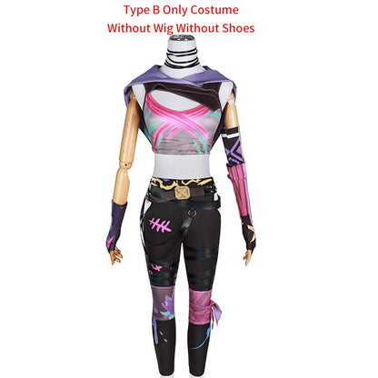Peruca de Cabelo para Cosplay Arcane Jinx Traje Anime Sapatos Botas para Cosplay Jinx Feminino para Meninas, Mulheres, Role Play, Festa, Carnaval, Roupas