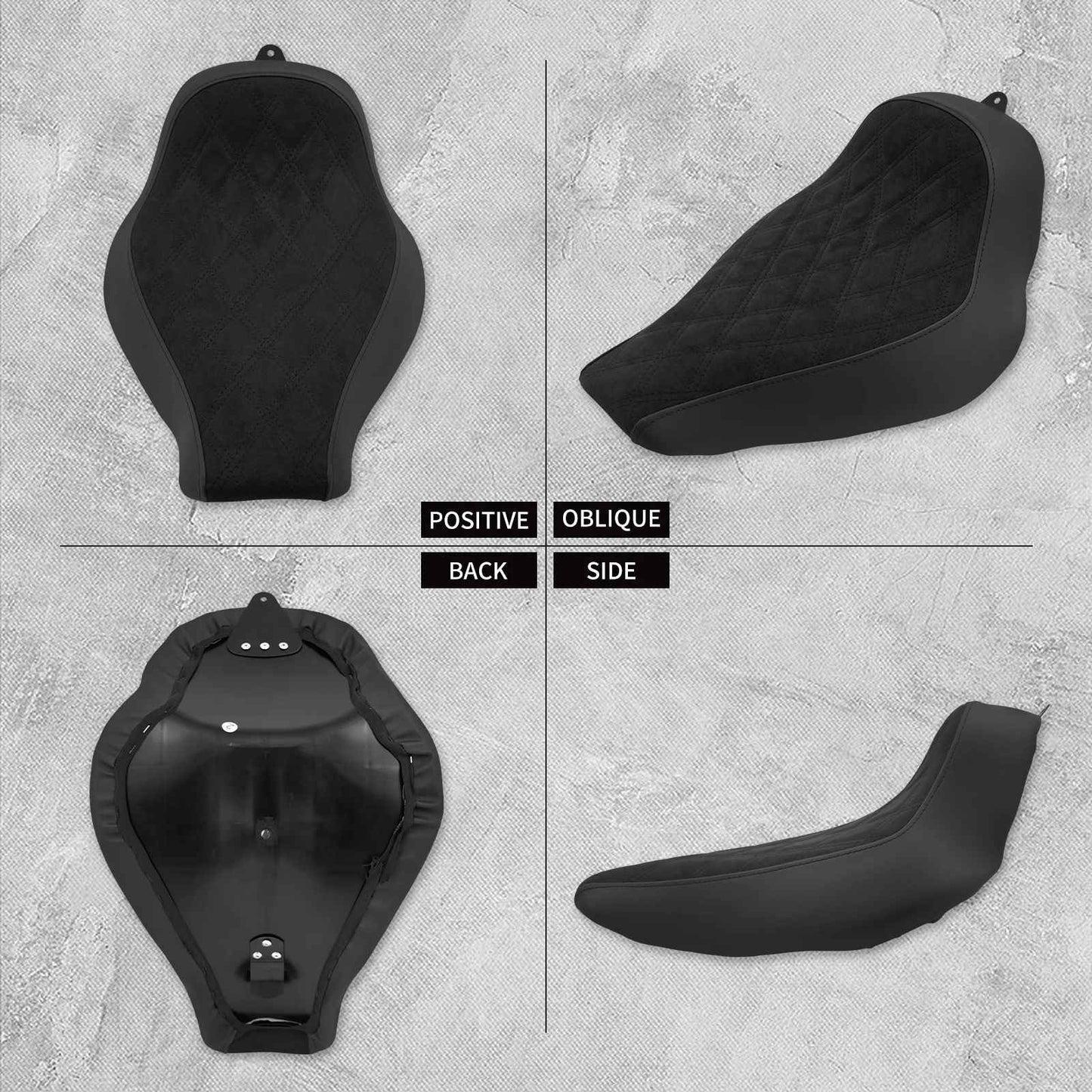 Banco Dianteiro Individual para Motocicleta com Almofada de Diamante Perfil Baixo para Harley Softail Fatboy Breakout FXBRS FXBR FLSTF 2018-2024