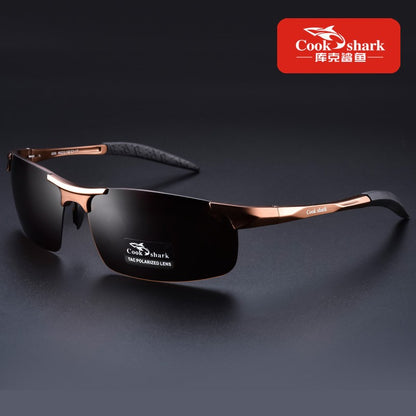 Óculos de sol Cook Shark, novos, de alumínio e magnésio, masculinos, HD polarizados, para dirigir, lentes coloridas, moda.