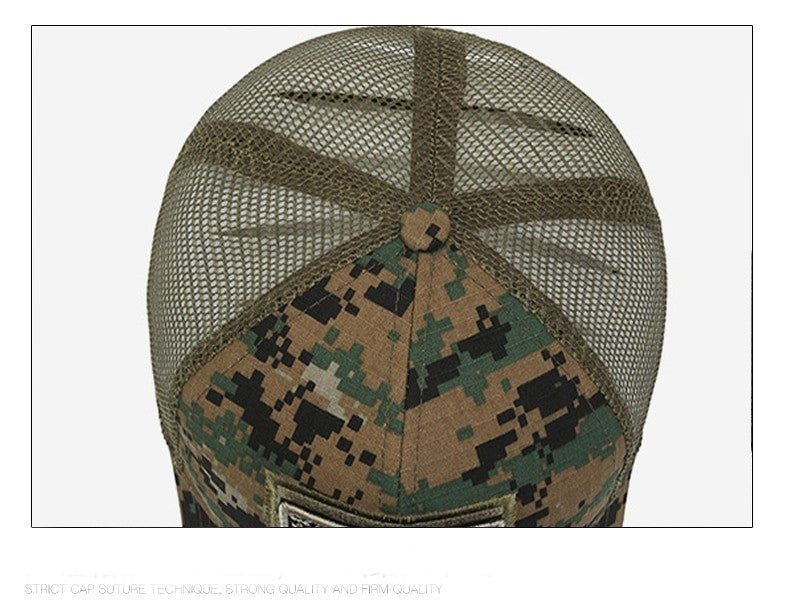 American Flag Camouflage Sticker Embroidered Baseball Cap Net Hat Men Outdoor Velcro Cap