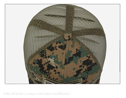 American Flag Camouflage Sticker Embroidered Baseball Cap Net Hat Men Outdoor Velcro Cap