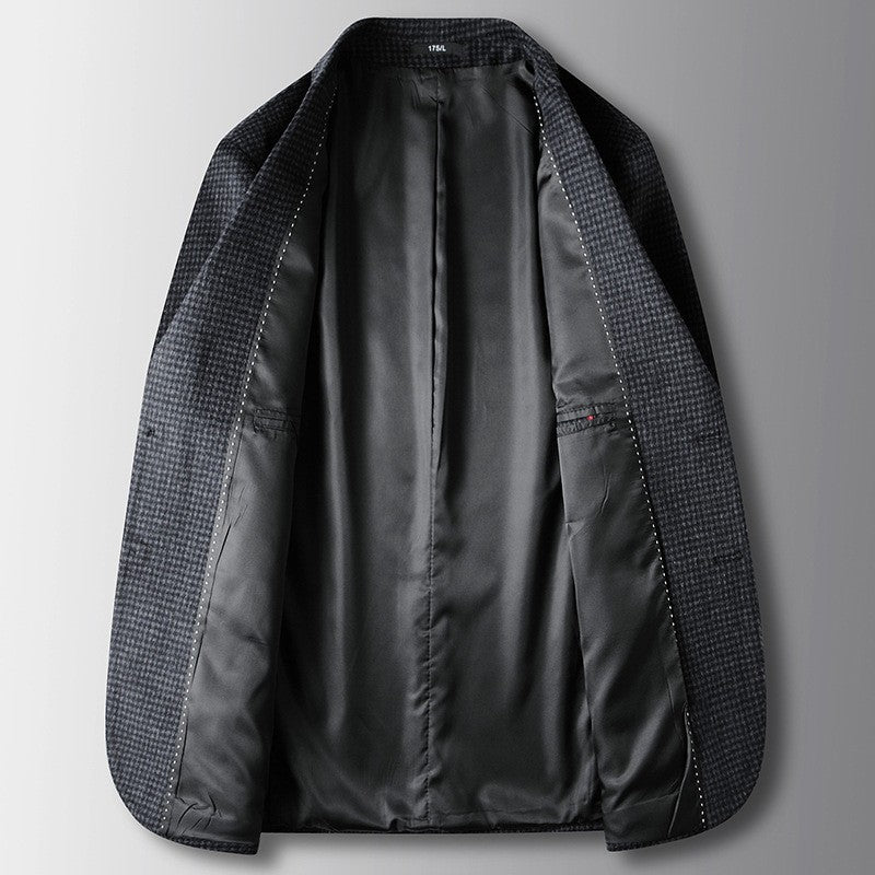 Autumn Winter New Fashion Men's Simple  Casual Business Trendy Loose Cotton Suit Blazers Male Houndstooth Coats Tops Clothes