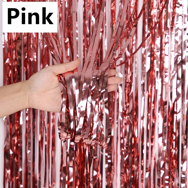 New 4/2/1Pack Party Backdrop Metallic Foil Fringe Tinsel Curtain Adult Kids Birthday Party Wedding Decoration Baby Shower Favor
