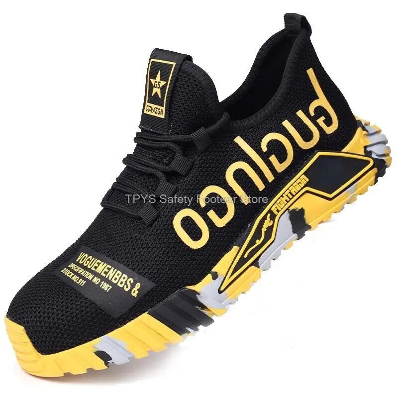 Sapatos de Segurança Leves com Biqueira de Aço Masculinos Antiperfuração Sapatos de Trabalho Masculinos Respiráveis Sapatos Industriais Botas de Segurança de Trabalho Indestrutíveis