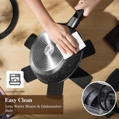 20 Pcs Pots and Pans Set Non Stick, Ceramic Cookware Set Detachable Handle, RV Kitchen Cooking Set Removeable Handles, Oven Safe