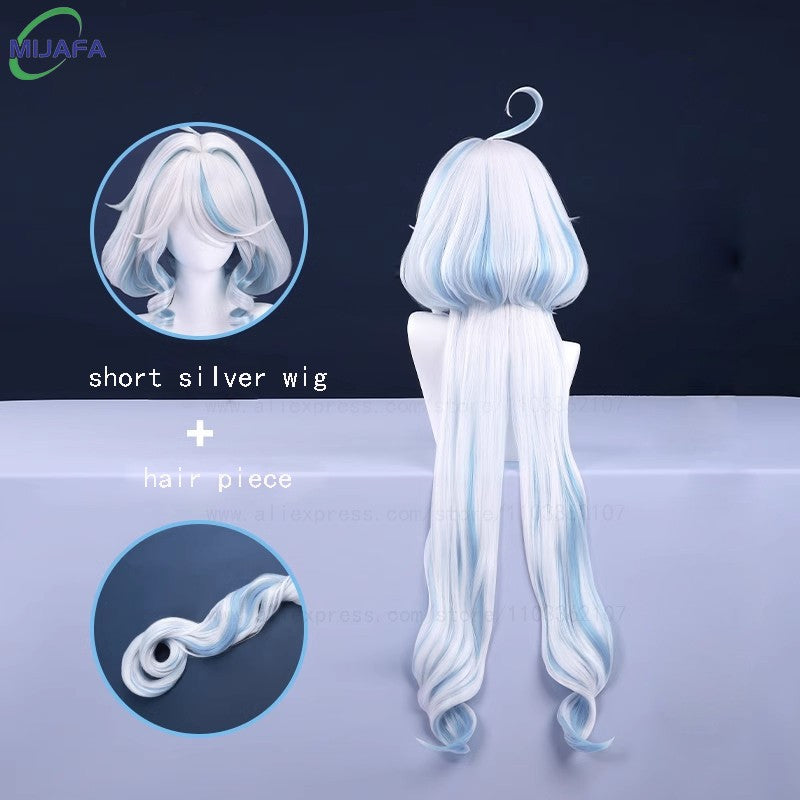 Really High Quality Fontaine Focalors Cosplay Wig Long Short Furina Wigs Blue White Curly Heat Resistant Hair Anime Wigs +WigCap