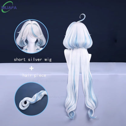 Really High Quality Fontaine Focalors Cosplay Wig Long Short Furina Wigs Blue White Curly Heat Resistant Hair Anime Wigs +WigCap