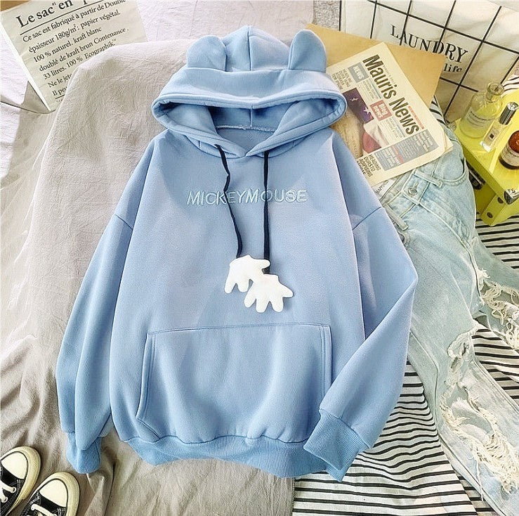 Disney Cartoon Mickey Mouse Cute Fleece Sweatshirt Autumn and Winter New Casual Warm Trend Fashion Student Hoodie Gift