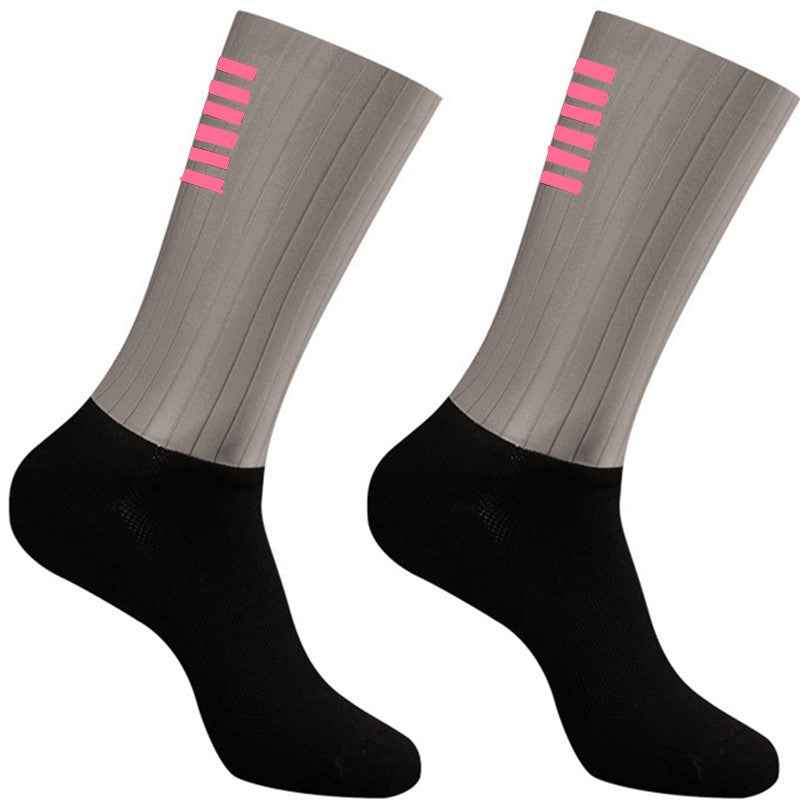 Anti Slip Silicone Summer Aero Socks Whiteline Cycling Socks Men Bicycle Sport Running Bike Socks Calcetines