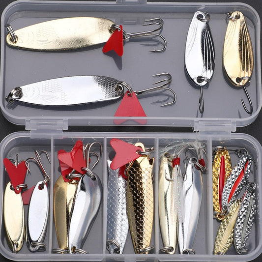 Fishing Lure Kit 10PCS 12PCS 16PCS 20PCS 36PCS sets Trolling Jigging Lure Metal Spoon Bass Pike Tackle Accessories With Box