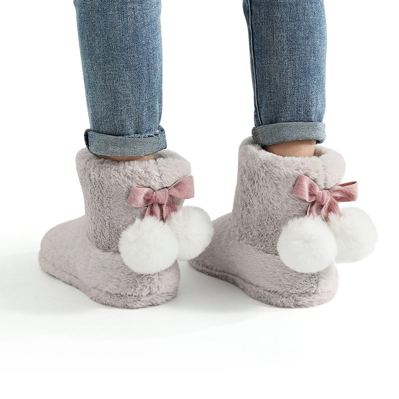 Gacimy Women's Winter Plush Snow Boots Outdoor Non-slip Casual Furry Cotton Boots Indoor Warm Cozy House Shoes Fuzzy Flat Boots
