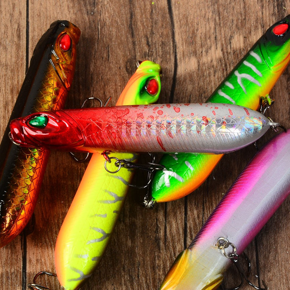 5pcs Popper Fishing Lures Topwater Popper Wobblers Hard Bait Floating Baits Sea Bass Pike Fishing Lure