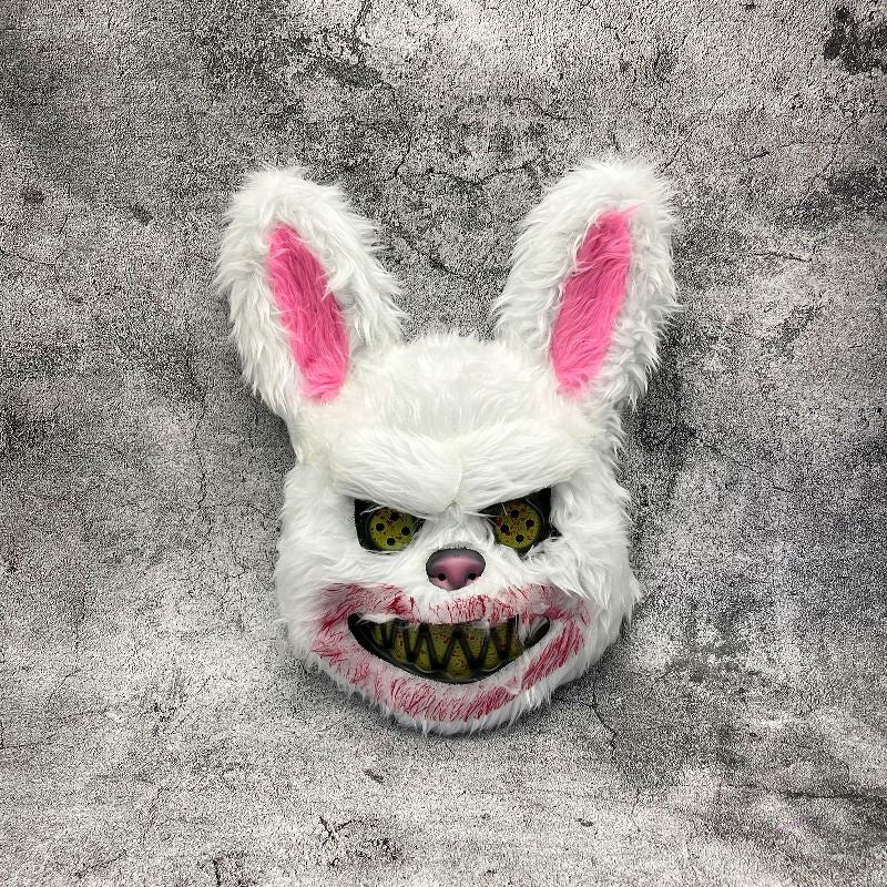 Halloween Cosplay Party Luminous LED Light Face Mask Make-up Horror Rabbit Bear Mask Headgear Cartoon Animal Carnival Head Cover