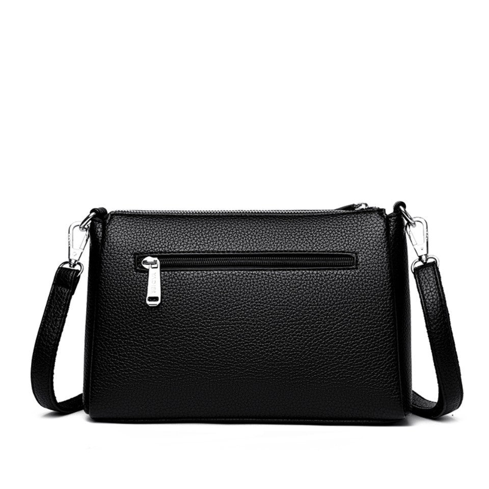 Top Quality Pu Leather Female Crossbody Three Layers Pockrts Bag Elegant Shoulder Bags for Women Casual Purses and Handbags Sac