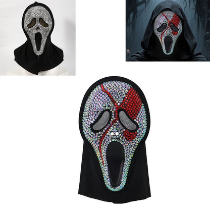 Cosplay Unique Bleed Bloody With Diamond-Studded Ghost Scream Mask Full Face Head Cover Halloween Carnival Party Costume Props