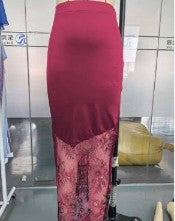 Sexy Lace Patchwork Long Skirt Women Elegant Fashion Solid Waist Cinched Mid-length Bottom Lady 2025 Party Daily Street Skirts