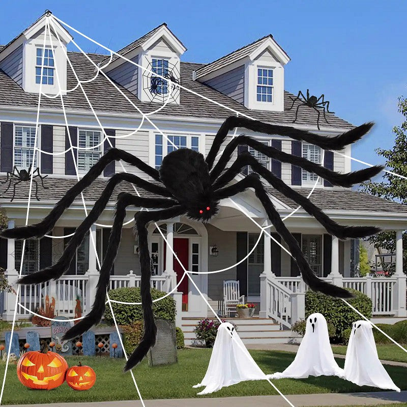 1/3pcs Giant Black Plush Spider Halloween Decorations Outdoor Scary Large Spiders Halloween Party Bar Haunted House Horror Props
