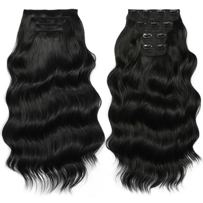 Bio Body Wave Clip in Hair Extensions 22 polegadas 4 peças/lote 220g Macio Natural Fibra Sintética Resistente ao Calor Clip in