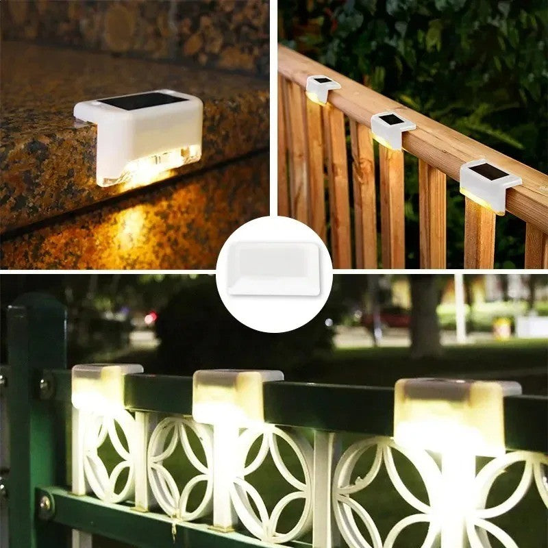4-20PCS Warm White LED Solar Step Lights Outdoor Garden Path Stair Lights Waterproof Balcony Patio Fence Lighting Decoration