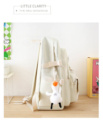 5-piece Set of Free Pendants Forest Style Korean Version Casual Harajuku Student Backpack for High School Girls Large Capacity