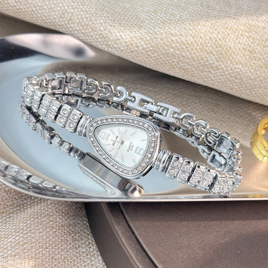 Women's diamond-set snakehead alloy case Sun stripe stripe scale diamond-set fine bracelet quartz watch luxury women's watch