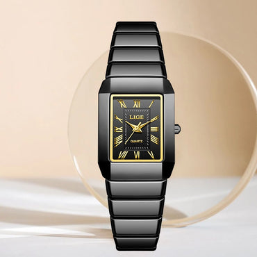 New Fashion LIGE Woman Watch Elegant Luxury Ceramic Strap Waterproof Simple Dial Quartz Women's Watches Ladies Gifts Reloj Mujer