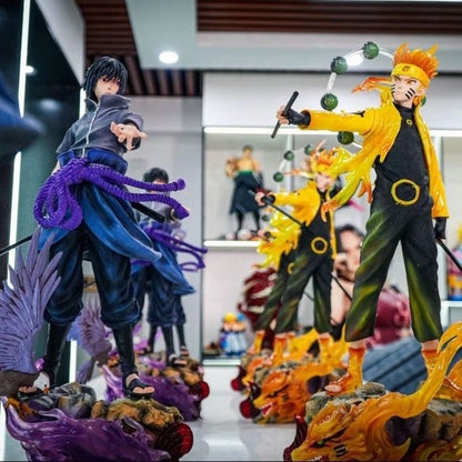 Boneco de Anime Naruto de 37cm Quente Rikudousennin Mode? Uzumaki Naruto Uchiha Sasuke Figuras de Ação GK PVC Coleção Modelo de Desenho Animado Brinquedo