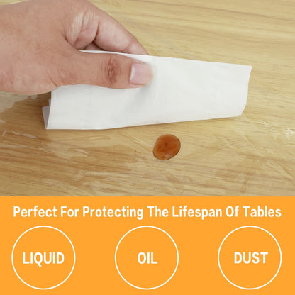 Fitted Clear Round Tablecloth Elastic Edged PVC Round Table Waterproof Oil-Proof Table Cover Protector Effortless to Clean Table