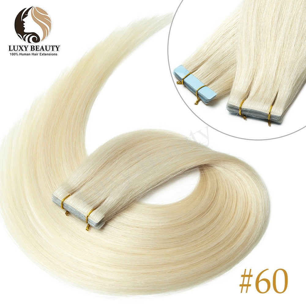 Fita Invisível de Aplique de Cabelo Humano Fita PU Injetada Dupla Face Extensões de Cabelo Preto Loiro Castanho Apliques de Fita 10 Peças