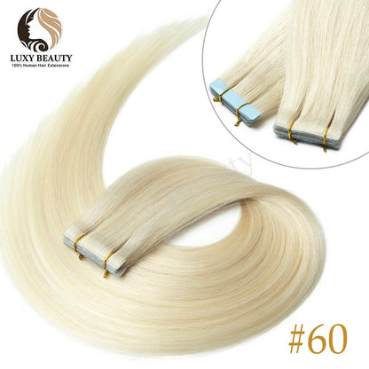 Fita Invisível de Aplique de Cabelo Humano Fita PU Injetada Dupla Face Extensões de Cabelo Preto Loiro Castanho Apliques de Fita 10 Peças