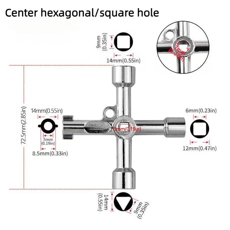 1 Chave Transversal Multifuncional em Liga de Zinco com Eixo Sextavado, Impermeável, Triangular, para Caixas Elétricas, Válvulas, Durável, Profissional