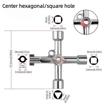 1 Chave Transversal Multifuncional em Liga de Zinco com Eixo Sextavado, Impermeável, Triangular, para Caixas Elétricas, Válvulas, Durável, Profissional
