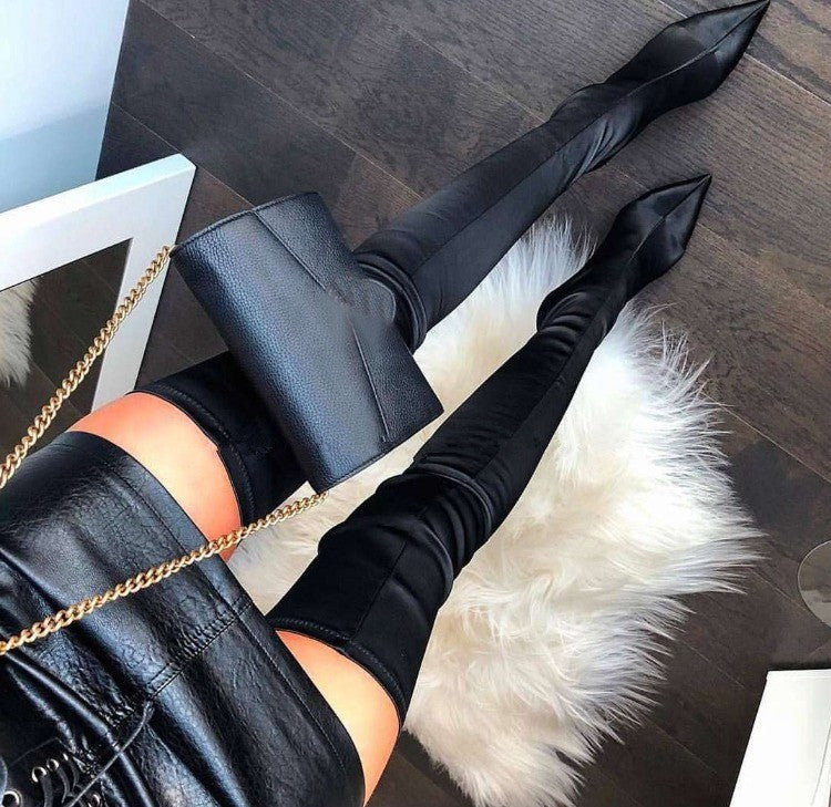 Eilyken Thigh High Over The Knee Elastic Stretch Boots Women  Sexy Thin Heels Sock Long Boots Mujer