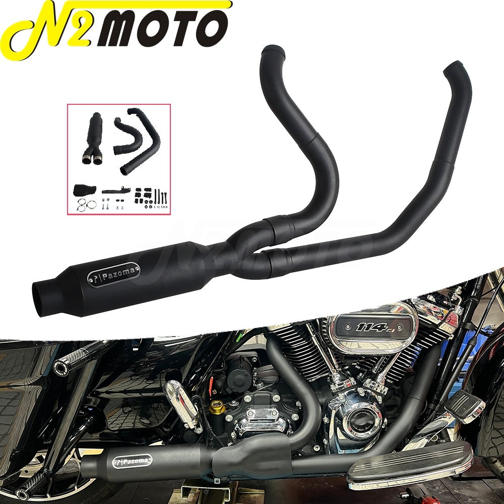 Motorcycle 2-into-1 Exhaust Muffler System For Harley Touring Electra Glide FLHTI FLHTK FLHTPI FLHTKL FLHTCUI FLHTKSE 2017-2025